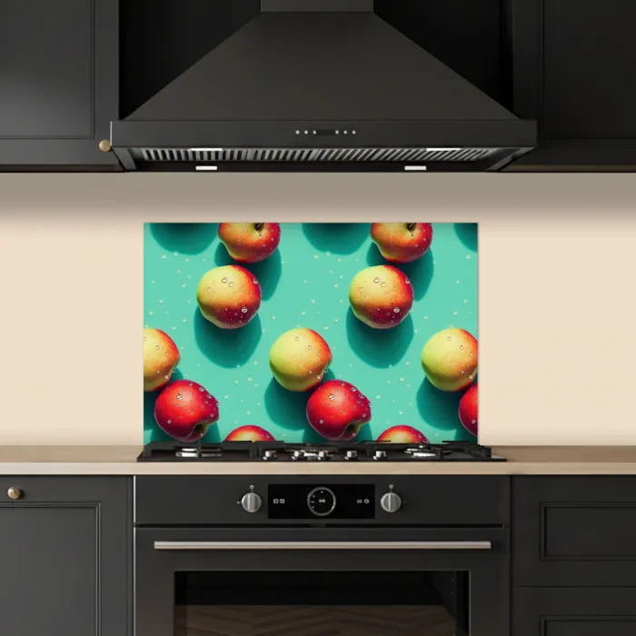 Appels - Water - Turquoise keuken achterwand spatscherm klein 900 -sfeer1