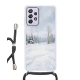 Bospad - Dennen - Sneeuw - Winter - Rustgevend Hoesje Samsung Galaxy A52 5G met koord klein -3d