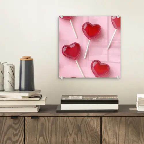 Lollies - Hartjes - Roze plexiglas 5mm klein -sfeer1