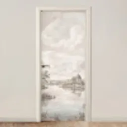Landschap - Water - Natuur - Sepia deurposter klein -3d_beige