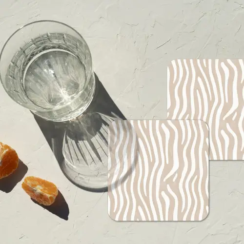 Abstract - Zebra - Beige onderzetter kurk middel 366 -sfeer4