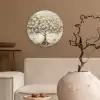 Boom - Beige - Goud - Verflook - Grijs Wandcirkel kunststof plaat 5mm dik klein -sfeer1