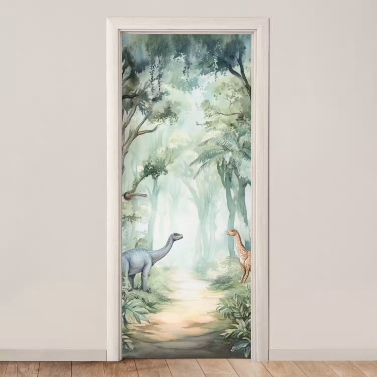 Deursticker - Dino - Jungle - Dinosaurus - Groen