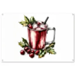 Drank - Winter - Cocktail - Rood tuinposter los doek groot -3d