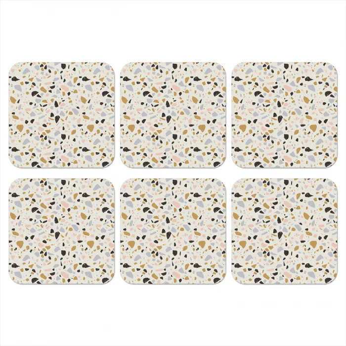 Terrazzo -  Patroon - Neutraal - Zacht - Multi onderzetter kurk middel 366 -3d