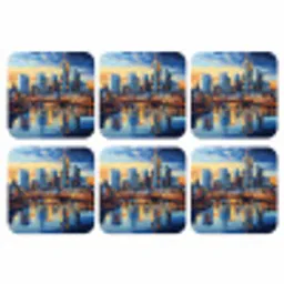Zonsondergang Frankfurt - Stad - Skyline - Water onderzetter kurk middel -3d