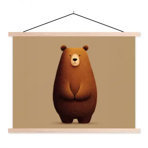 Beer - Minimalistisch - Bruin textielposter latten blank klein -3d