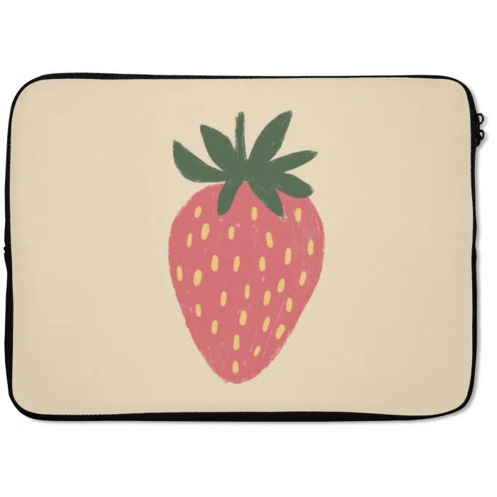 Aardbei - Minimalistisch - Rood - Fruit laptophoes neopreen klein -zkaufland3dotto