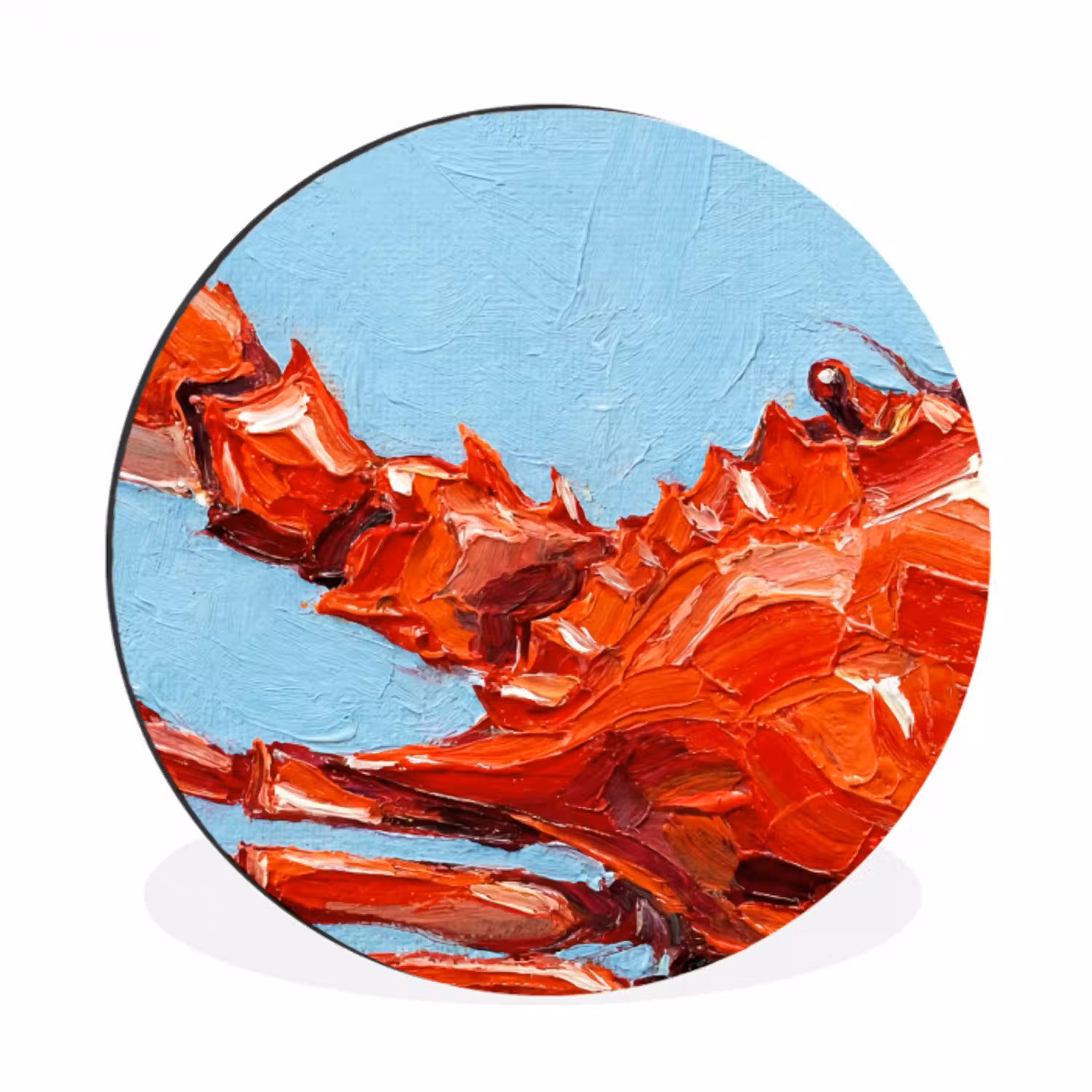 Krab - Zee - Dieren - Abstract - Rood Wandcirkel aluminium klein -3d