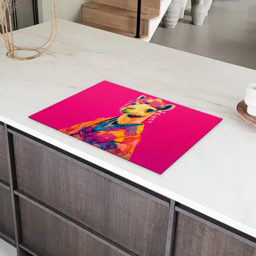 Kameel - Bloemen - Kimono - Waaiers Inductie beschermer vinyl 3mm klein -sfeer8