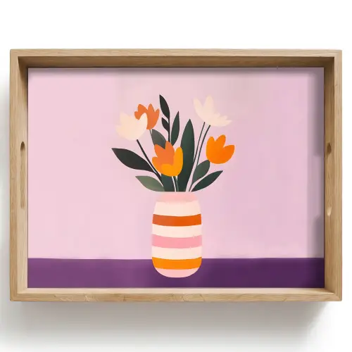 Tulpen - Vaas - Strepen - Paars Dienblad Rechthoek middel -z3d_shopping