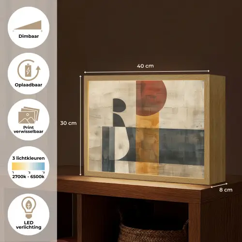 Abstract - Kunst - Vormen - Modern Light Box met batterij (Wandlamp) middel -USP_websiteoverzichtNL
