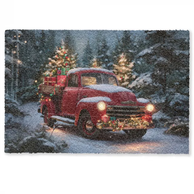 Kersttruck - Sneeuwbos - Rood Deurmat klein -zkaufland3d