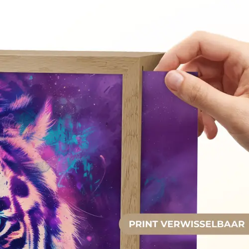 Tijger - Kleurrijk - Rook - Dieren Light Box met batterij (Wandlamp kind) middel -USP_websiteprintNL