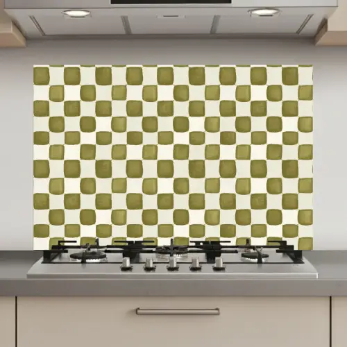 Schaak - Patroon - Groen keuken achterwand spatscherm klein 900 -3d_website