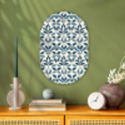 Flora - Modern - Blauw Wandcirkel Ovaal Forex klein 630 -sfeer2