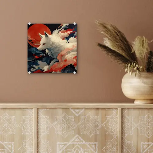 Witte vos - wolken - maan plexiglas 5mm klein -sfeer5