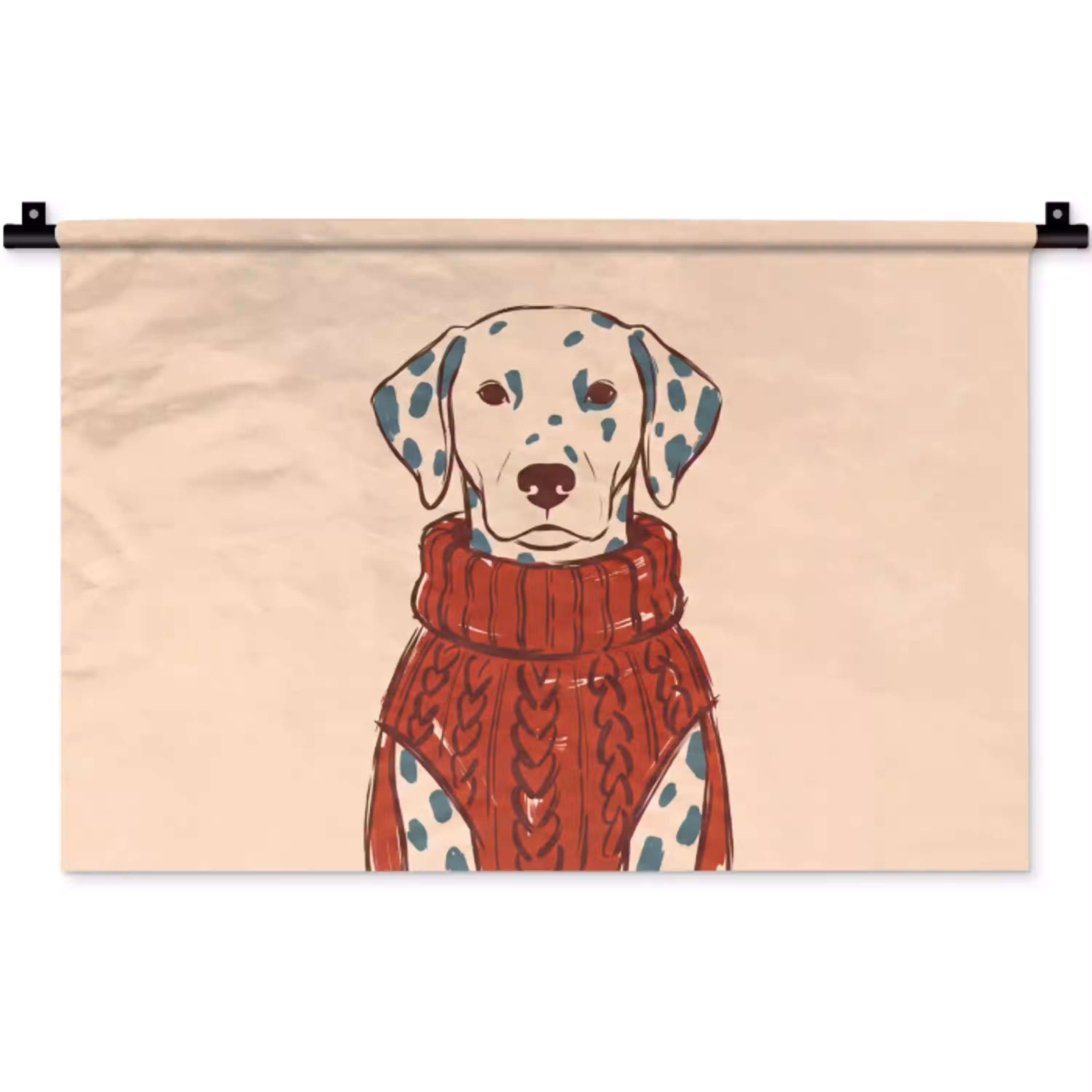 Hond - Trui - Winter - Dieren - Rood Wandkleed katoen klein -zz3d