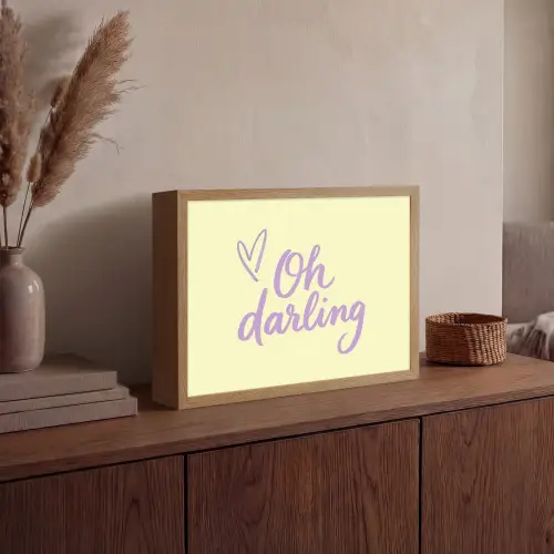 Oh darling - Geel - Hart Light Box met batterij (Wandlamp) middel -sfeer2