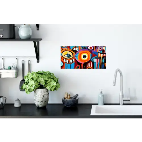 Abstract - Gezicht - Kleurrijk Muursticker klein -keuken