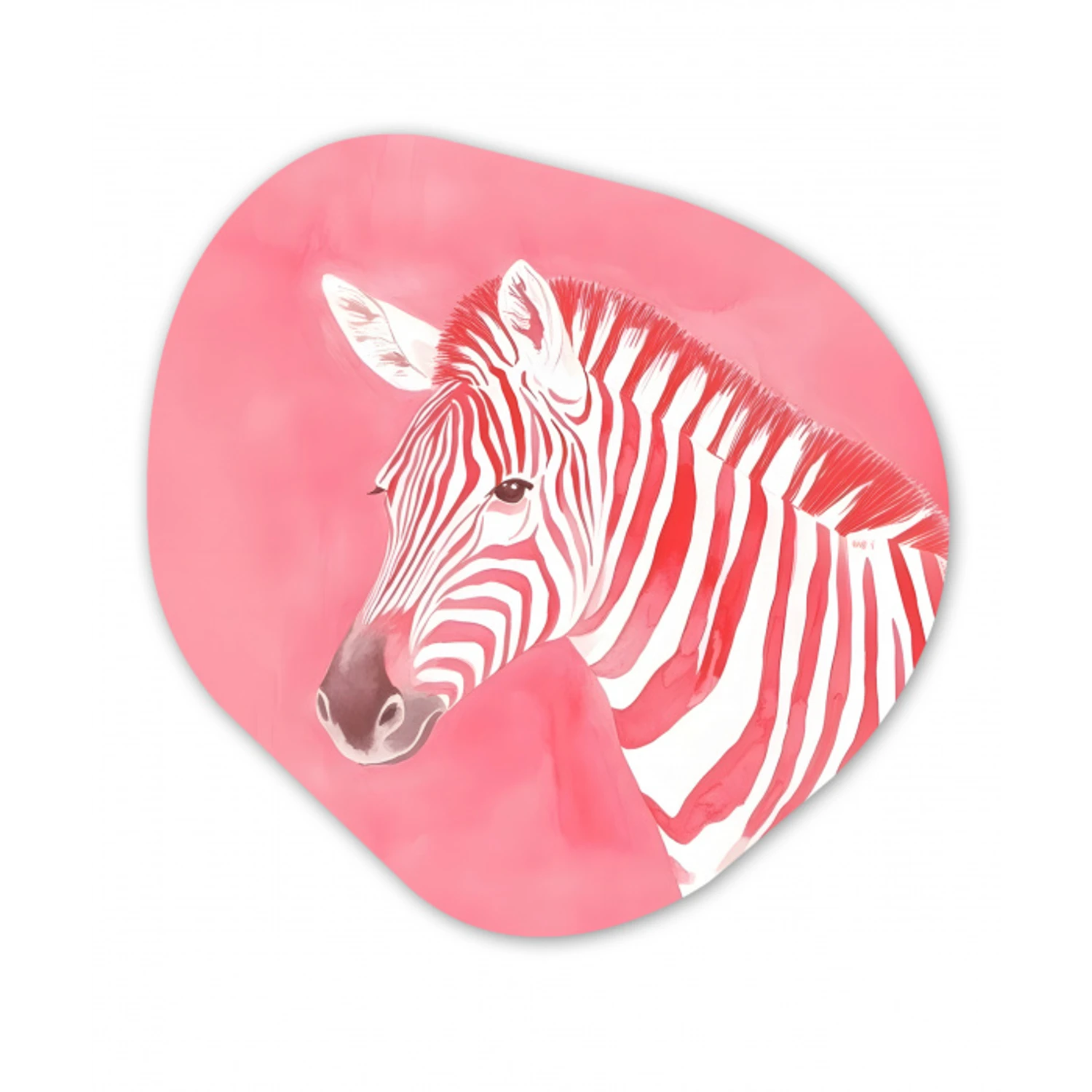Zebra - Pink - Verf Wandcirkel Organisch Forex 3mm klein -3d