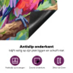 Papagaai - Hibiscusbloemen - Kleurrijk Inductie beschermer vinyl 3mm middel -zzzzzzz-cc-onderkant
