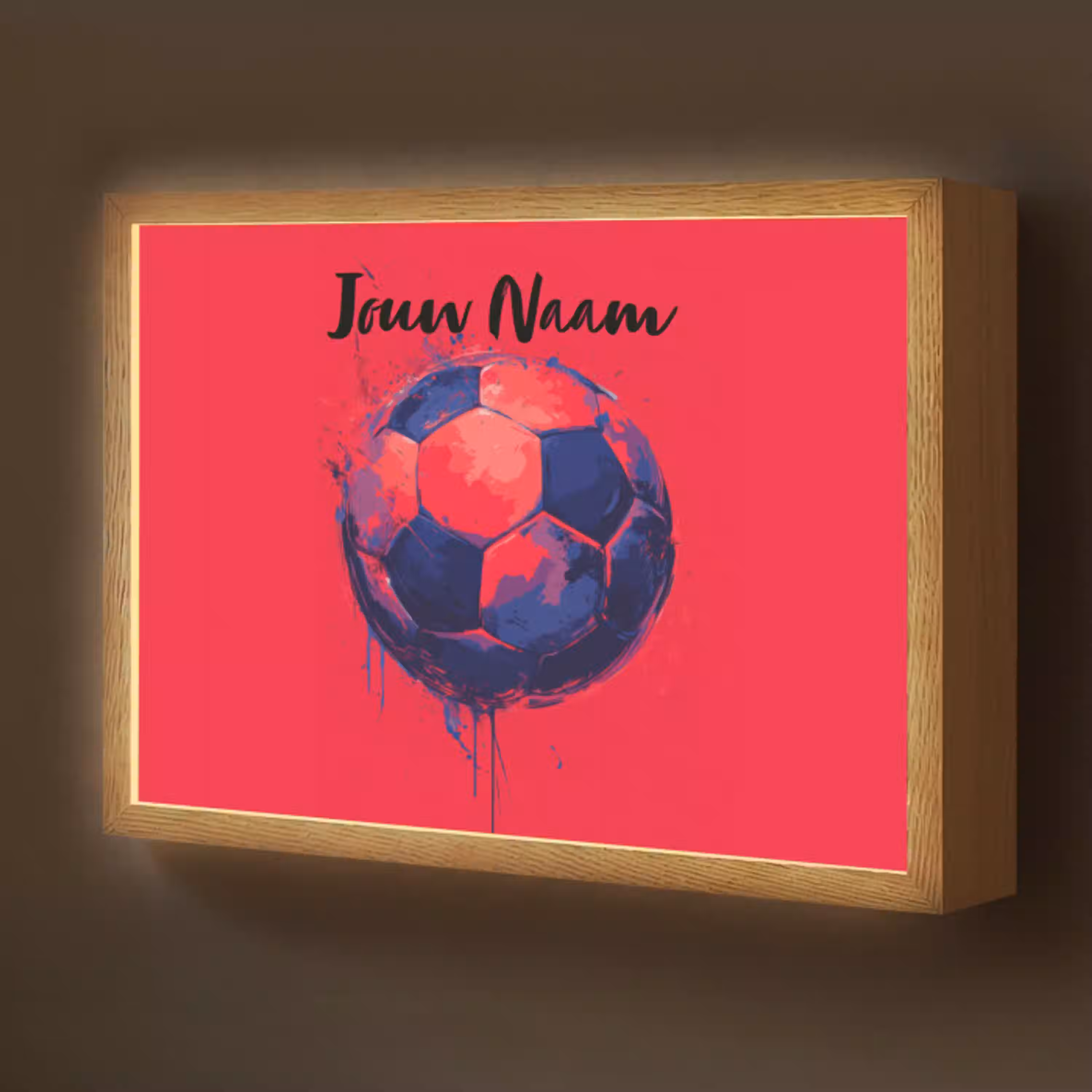 Rood - Voetbal - Abstract - Verfspatten Light Box met batterij (Wandlamp kind) middel -z3d_website