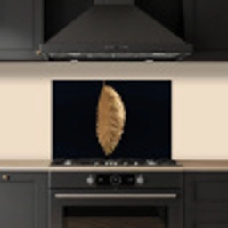 Bladeren - Zwart - Goud - Luxe - Natuur keuken achterwand spatscherm klein -sfeer1