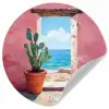 Zee - Roze - Cactus Wandcirkel behangsticker klein -3d