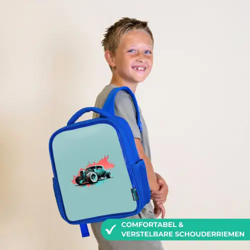 Hotrod turquoise Kinderrugzak - Blauw middel -sfeer3_NL
