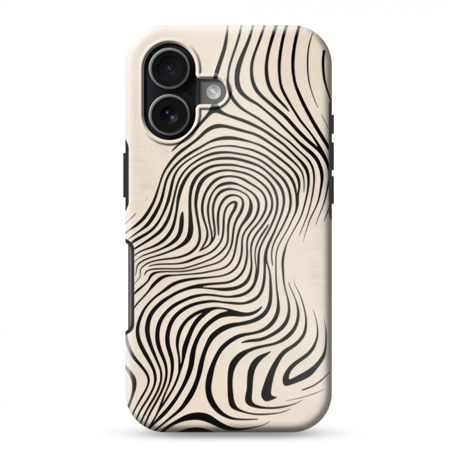 Lijnen - Abstract - Golvend - Zwart Toughcase MagSafe Apple iPhone 17 klein -3d