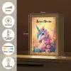 Eenhoorn - Roze - Kleurrijk - Sprookjesbos Light Box met kabel (Kinderlampje) klein -USP_NL