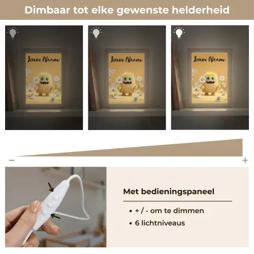 Monster - Geel - Madeliefjes Light Box met kabel (Kinderlampje) klein -USP_dimbaarNL