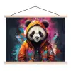 Panda - Jas - Graffiti - Oranje textielposter latten blank klein -3d