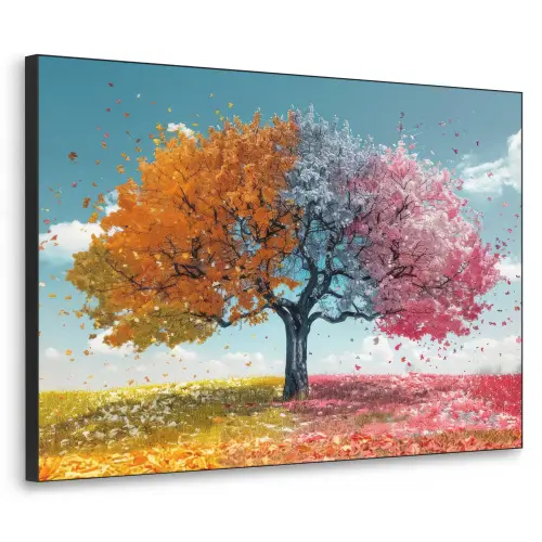 Boom - Kleurrijk - Natuur - Levensboom Textielframe - compleet frame klein -3d