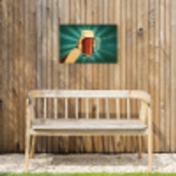 Bierglas - Schuim - Retro - Groen Tuinposter op houten frame 2 cm dik klein -sfeer4