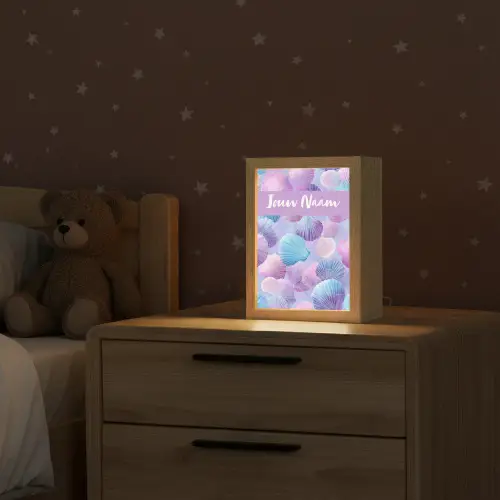Schelpen - Paars - Blauw - Patroon Light Box met kabel (Kinderlampje) klein -sfeer1_kind