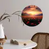 Landschap - Zonsondergang - Bloemenveld Wandcirkel behangsticker klein -sfeer3