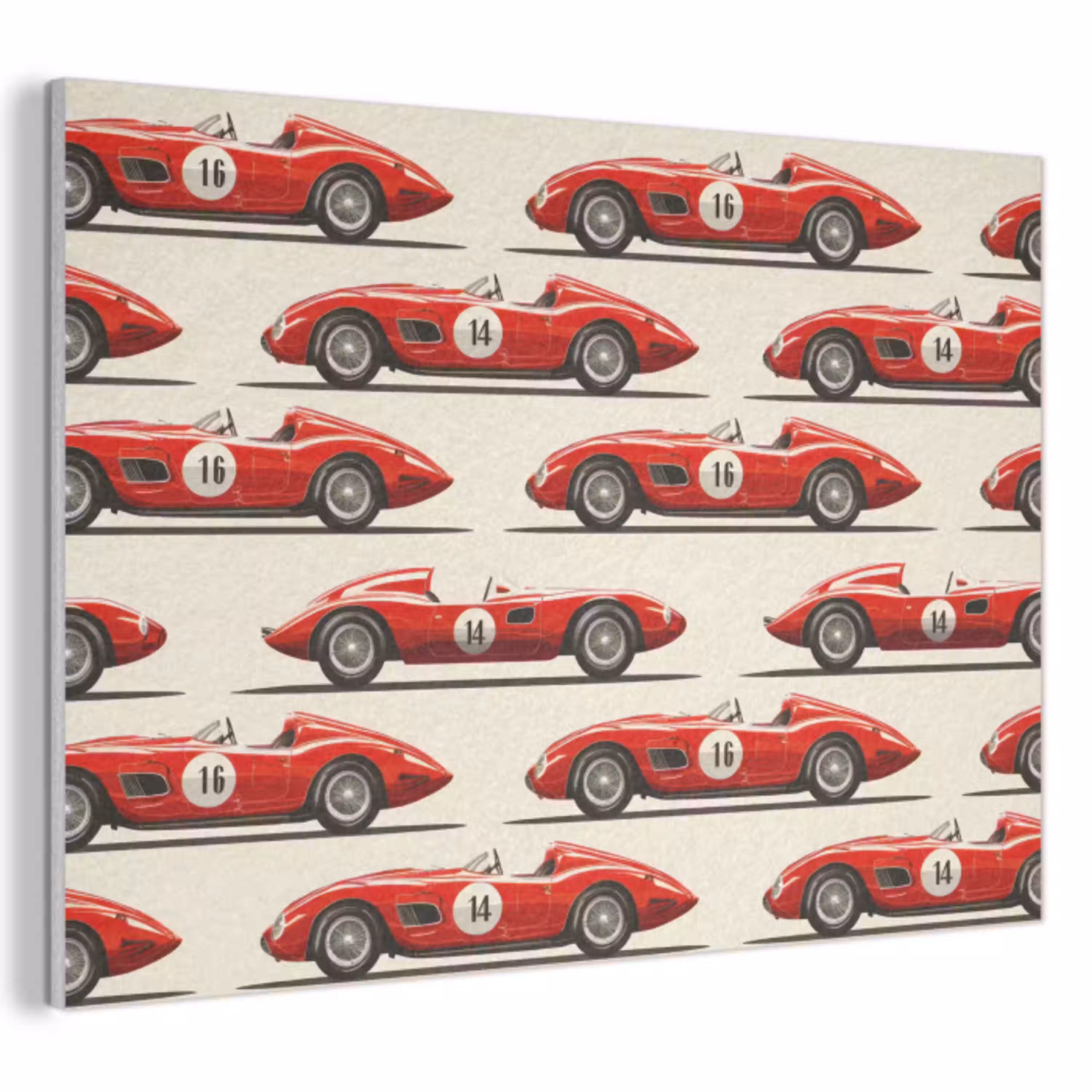 Raceauto - Retro - Rood PET vilt klein 837 -3d