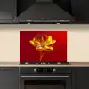Bloem - Goud - Glazen keuken achterwand spatscherm klein -sfeer1