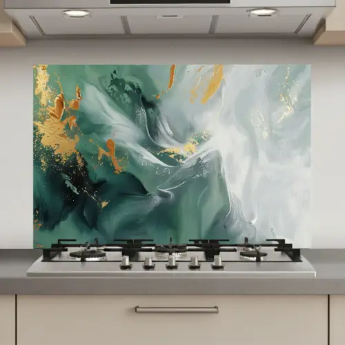 Groen - Modern - Marmer - Abstract keuken achterwand spatscherm klein -3d_website