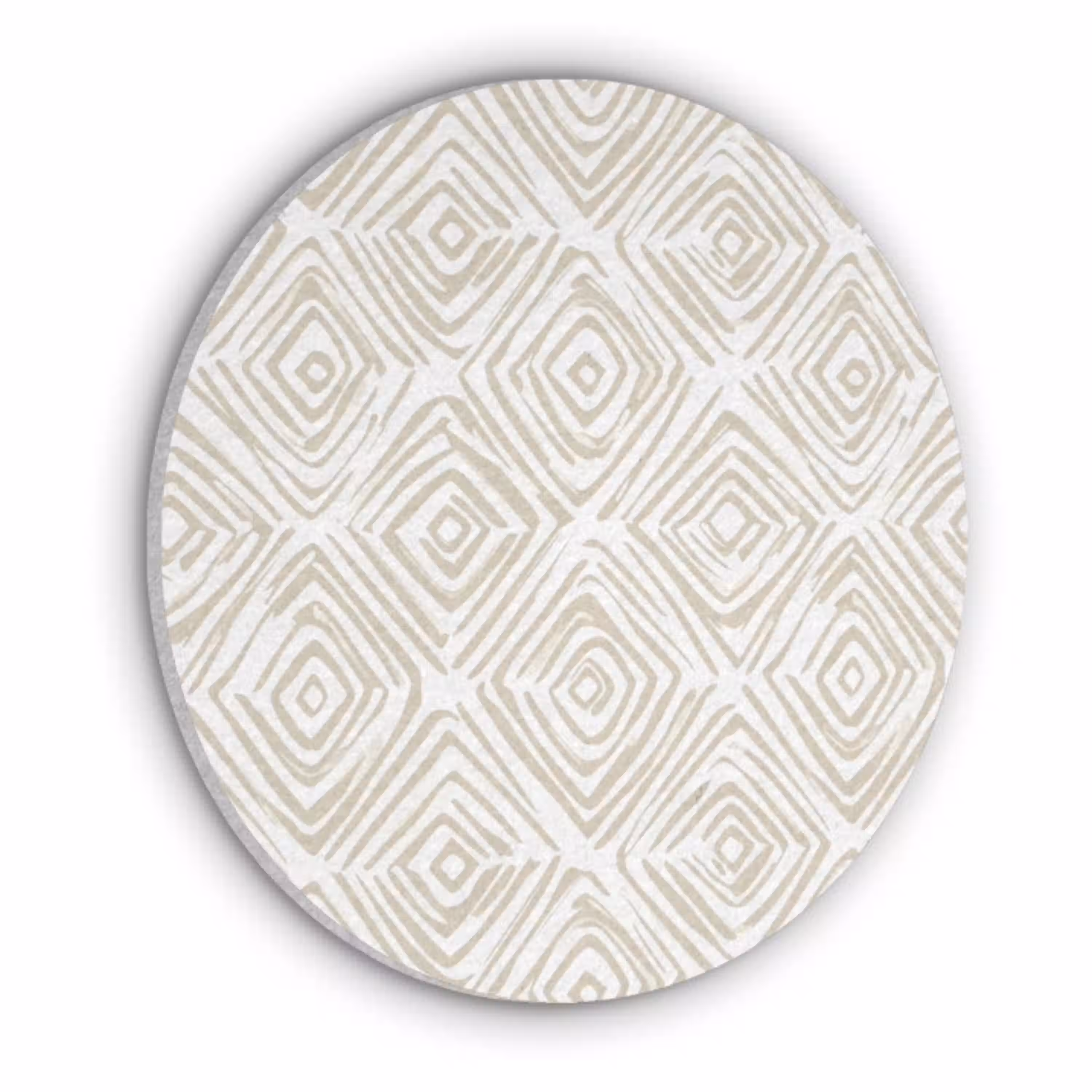 Abstract - Ruit - Beige Akoestische PET Vilt - Rond klein 838 -3d