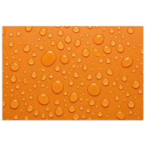 Water - Druppels - Oranje poster papier klein -3d