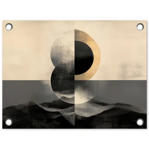 Cirkels - Schaduw - Abstract tuinposter los doek klein -3d