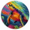 Koraal - Schildpad - Abstract - Water Wandcirkel kunststof plaat 5mm dik klein -3d