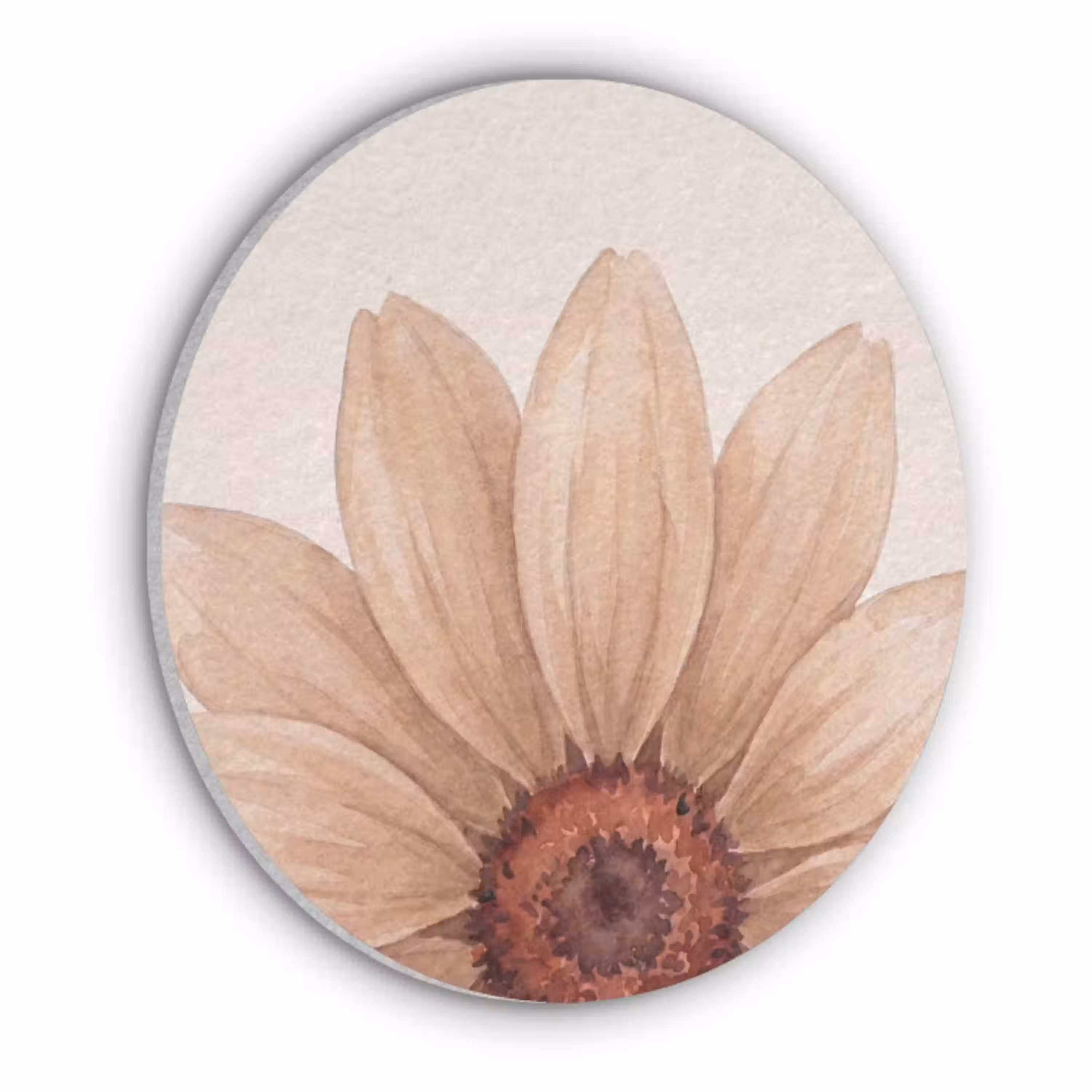 Bloemen - Bloemblad - Natuur - Aquarel - Beige Akoestische PET Vilt - Rond klein -3d