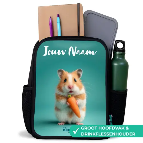 Hamster - Wortel - Dier Rugzak - Zwart middel -inhoud_NL