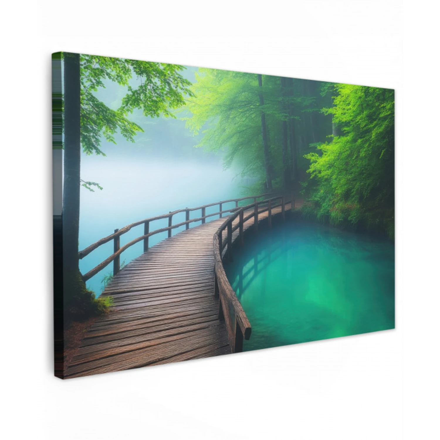 Brug - Water - Rivier - Bos Tuinposter op houten frame 2 cm dik klein -3d