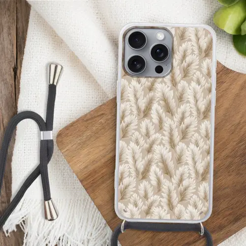 Botanisch - Patroon - Beige Hoesje iPhone 16 Pro Max met koord klein 804 -sfeer4