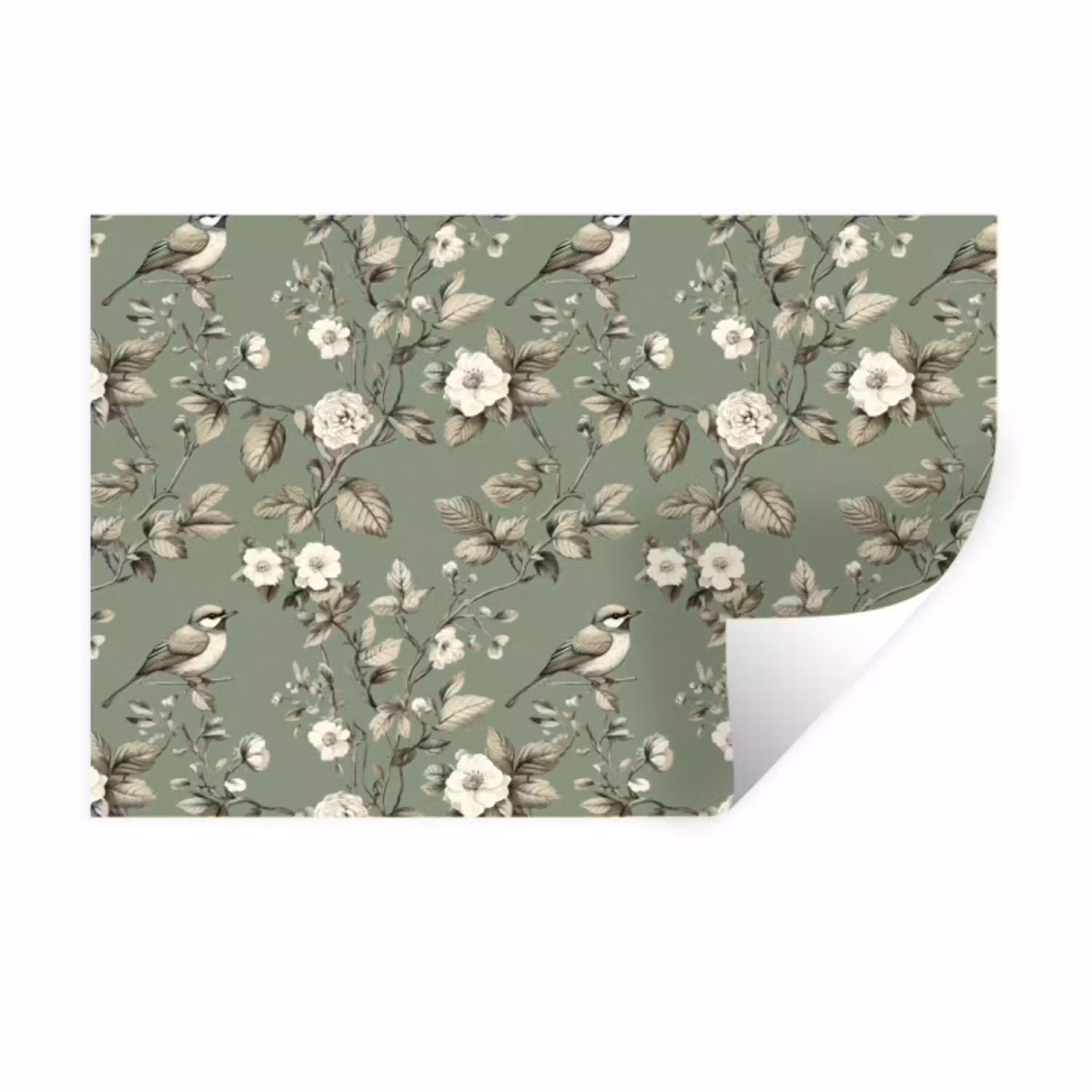 Botanisch - Vogels - Groen Muursticker klein 286 -3d